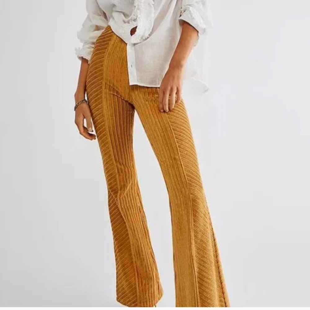Free People Velvet Slim Striped Pull On Flare